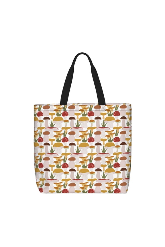 Mushroom for Tote Bag for Women with Zipper, Gym Tote with Compartments, Laptop Work Tote Nurse Dance Yoga Bag for Sport, Travel