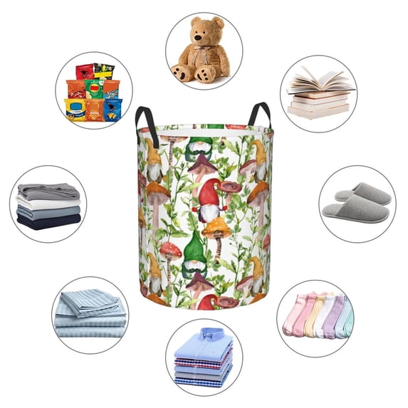 Picia Mushrooms Gnomes Large Laundry Basket, Waterproof, Freestanding Laundry Hamper, Collapsible Tall Clothes Hamper with Extended Handles-Small