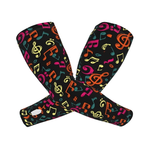 Picia Music Notes Arm Sleeves for Men and Women - Tattoo Cover Up UPF 50+ Cooling Sports Sleeve for Basketball Golf Football-One Size