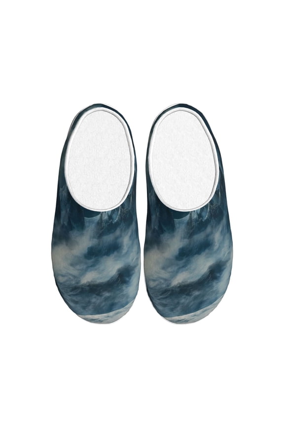 Mysterious Moonlit Mountains for Women's Lamb-hug Comfy Fleece House Slippers Memory Foam, Slip-on House Shoes Indoor Outdoor-40/41