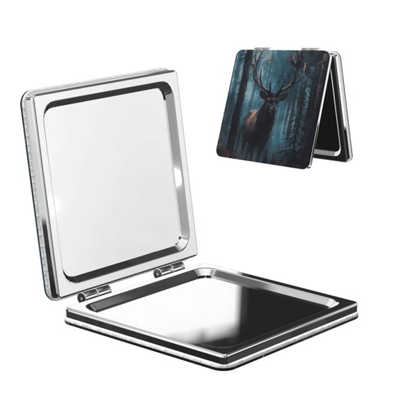 Picia Mystical Forest Elk for Compact Vanity Mirror , Travel Makeup Mirror , Portable Magnifying Cosmetic Mirror for Daily, Work, Business-Square