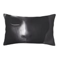 thumbnail image 1 of Picia Mystical Masked Figure Monochrome Pattern Plush Pillow Case – Soft and Cozy Cushion Cover, Hypoallergenic Throw Pillow Case for Home Decor-14"x20", 1 of 6