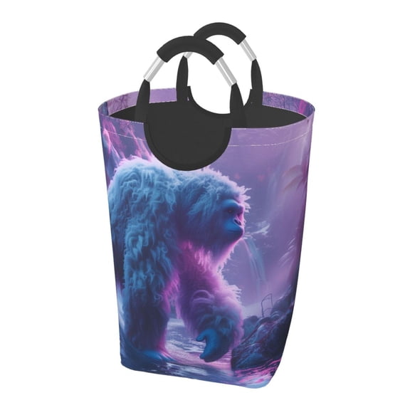 Picia Mystical White gorilla Jungle Laundry Basket With Handles Laundry Hamper Toys Storage Organizer Foldable Bucket Washing Bin Dirty Clothes Bag For Home Bathroom Bedroom Dorm