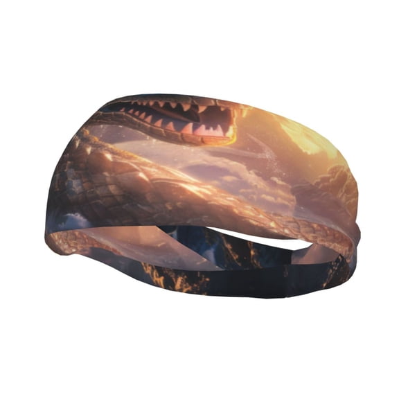 Picia Mythical Serpent Mountain Sunrise Print Mens Running Headband,Mens Sweatband Sports Headband for Running,Cycling,Basketball,Yoga,Fitness Workout