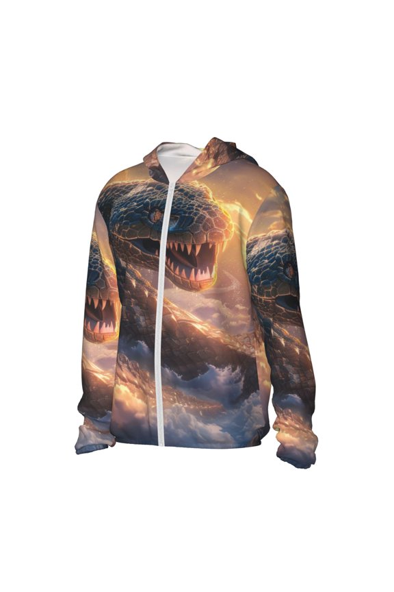 Mythical Serpent Mountain Sunrise Women's Men's UPF 50+ Sun Protection Hoodie Shirt Long Sleeve SPF Fishing Outdoor UV Hiking Lightweight Shirts-Large