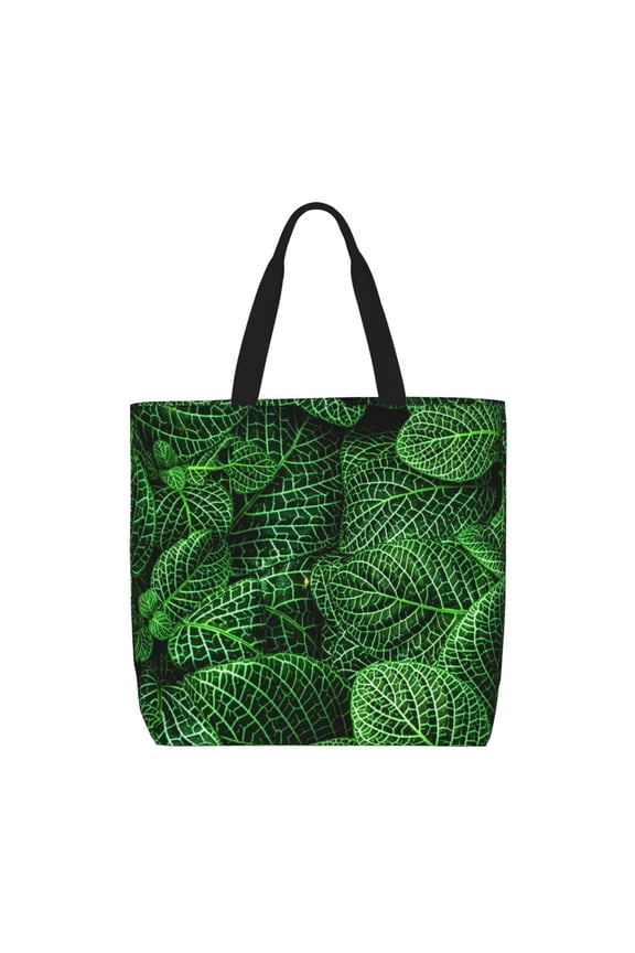 Natural Green Leaves for Tote Bag for Women with Zipper, Gym Tote with Compartments, Laptop Work Tote Nurse Dance Yoga Bag for Sport, Travel
