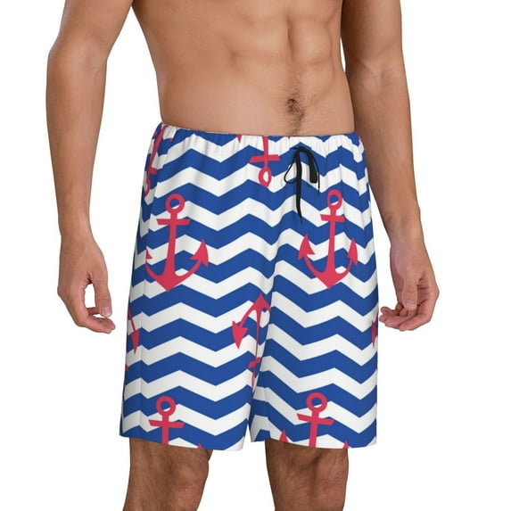 Picia Nautical Anchors Pajama Shorts for Men, Men's Pajama Bottoms, Sleepwear,Short Pajama Pants-X-Large