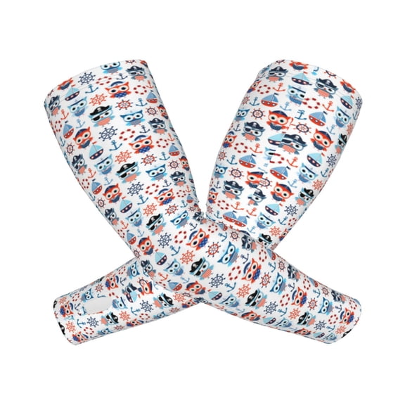 Picia Nautical And Pirate Owls Arm Sleeves for Men and Women - Tattoo Cover Up UPF 50+ Cooling Sports Sleeve for Basketball Golf Football-One Size