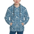 thumbnail image 1 of Picia Nautical Pattern Youth Hoodie - Warm Pullover Sweatshirt with Kangaroo Pocket, Ideal for Boys and Girls-Small, 1 of 6