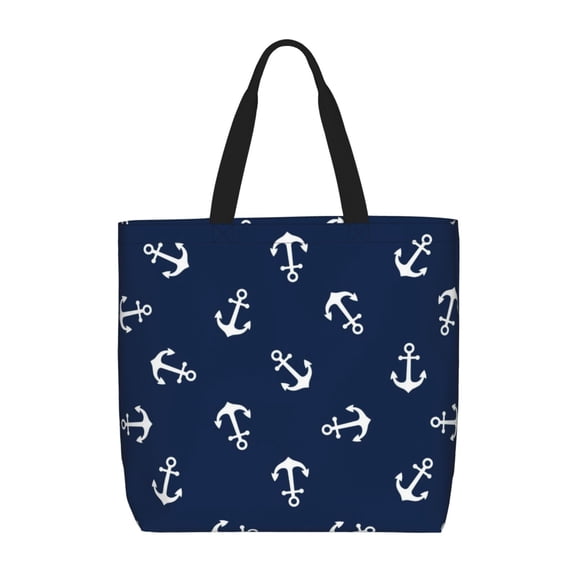 Picia Nautical Themed Simple Anchors for Tote Bag for Women with Zipper, Gym Tote with Compartments, Laptop Work Tote Nurse Dance Yoga Bag for Sport, Travel
