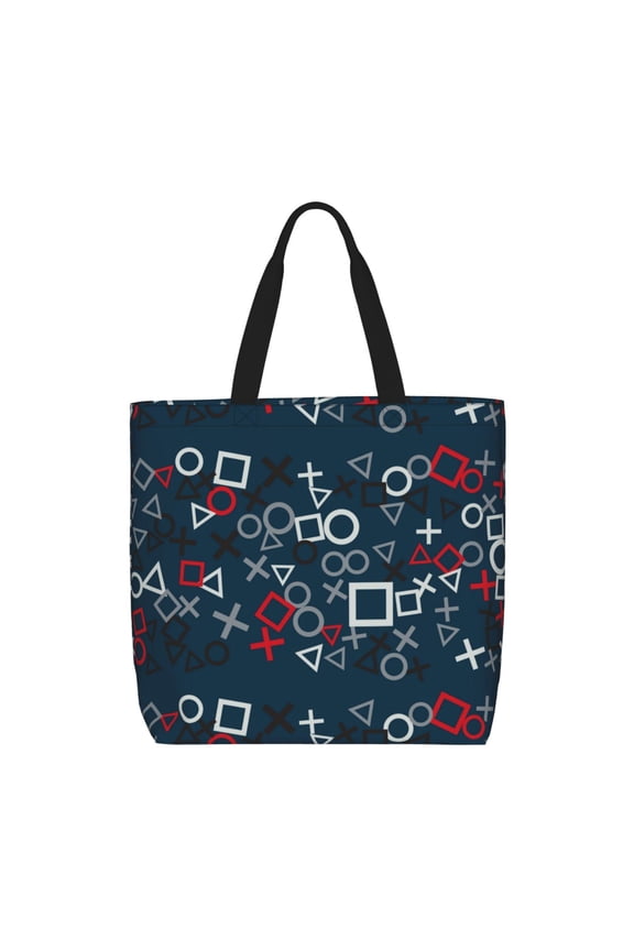 Navy Blue Geometric for Tote Bag for Women with Zipper, Gym Tote with Compartments, Laptop Work Tote Nurse Dance Yoga Bag for Sport, Travel
