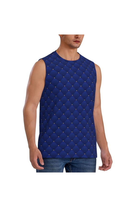 Navy Blue mens Cotton Tank Undershirts , Moisture-wicking Ribbed Tanks, Lightweight Cotton Tank Undershirts-Small
