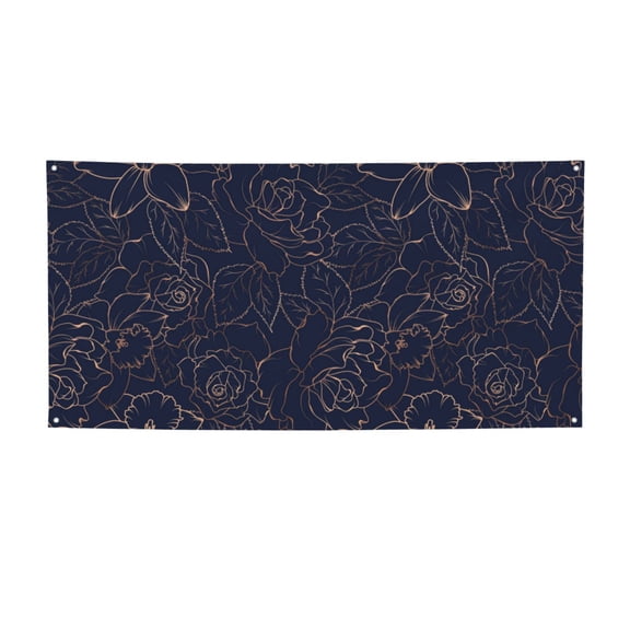 Picia Navy Dark Blue Pattern Party Banner, Festive Decoration, Holiday Banner, Celebration Decor, Event Banner, Reusable Party Banner-Small