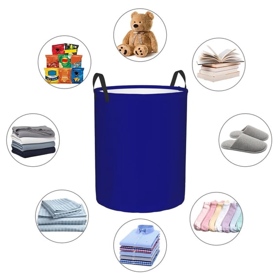 Picia Navy Large Laundry Basket, Waterproof, Freestanding Laundry Hamper, Collapsible Tall Clothes Hamper with Extended Handles-Small