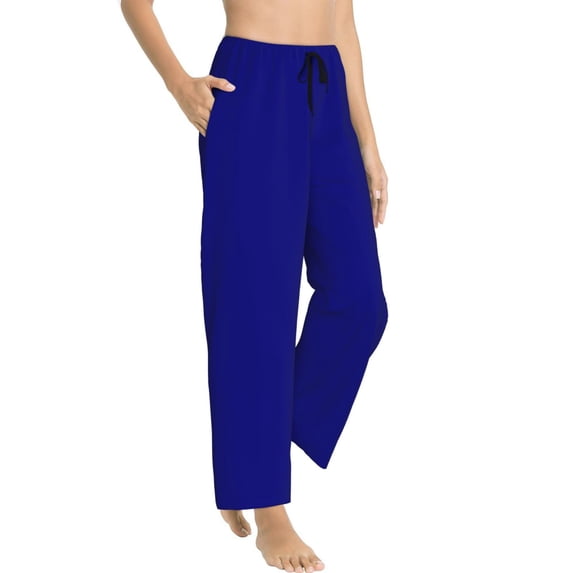 Picia Navy Womens Soft Woven Cotton Elastic Waistband Sleep Pajama Pant Lounge Sleep Pant With Pockets And Drawstring-Large