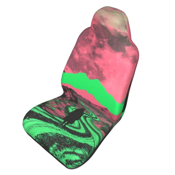 Picia Neon Desert Moon Print Waterproof Sweating Car Seat Cover for Post Gym Workout, Running, Beach and Hiking, Universal Fit Anti-Slip Bucket Seat Protector