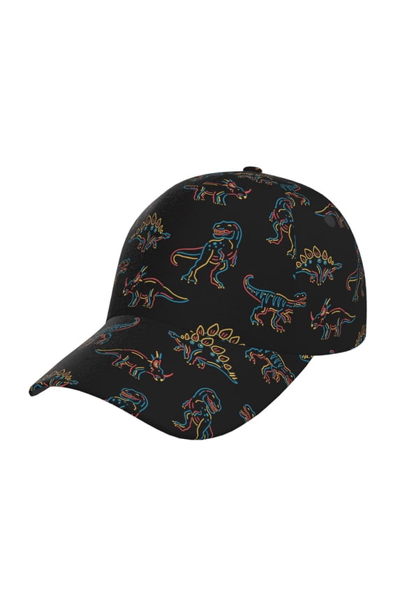 Neon Dinosaur pattern Trucker Low Profile Hat Men Women Baseball Cap Dad Hat Adjustable Unconstructed Plain Cap
