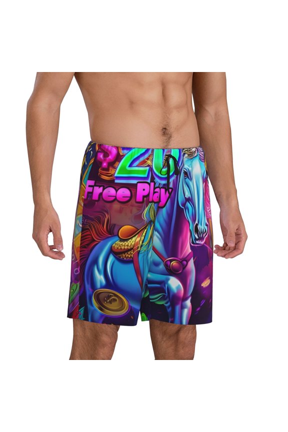 Neon Free Play Pajama Shorts for Men, Men's Pajama Bottoms, Sleepwear,Short Pajama Pants-Medium