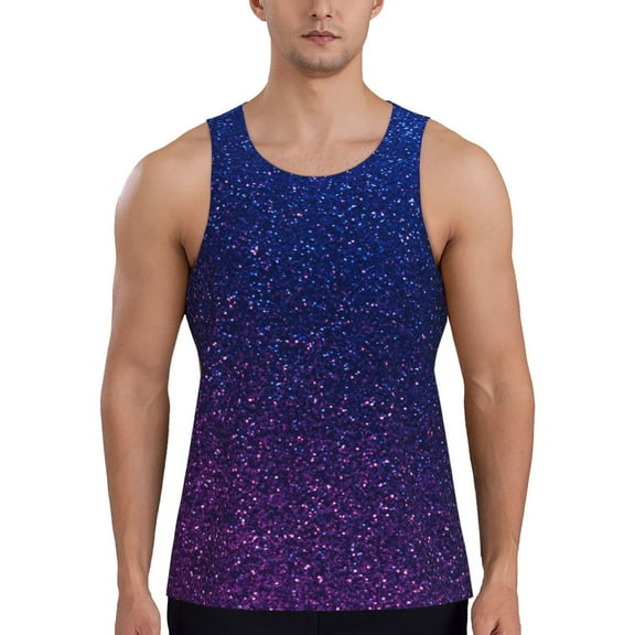 Picia Neon Glitter Printed Men’s Performance Tank, Men's Workout Tank Top Moisture-Wicking Tank Top Muscle tee, Breathable Workout Shirt-X-Large