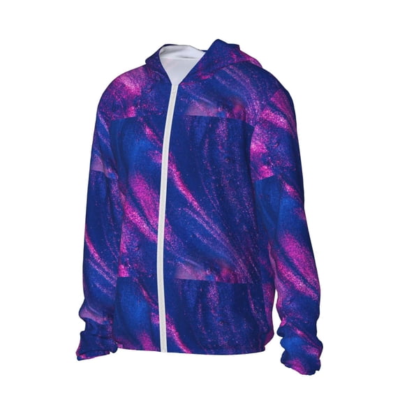 Picia Neon Gradient Blue Women's Men's UPF 50+ Sun Protection Hoodie Shirt Long Sleeve SPF Fishing Outdoor UV Hiking Lightweight Shirts-Medium