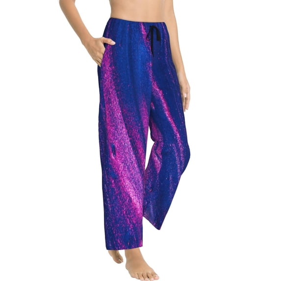 Picia Neon Gradient Blue Womens Soft Woven Cotton Elastic Waistband Sleep Pajama Pant Lounge Sleep Pant With Pockets And Drawstring-Large