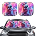 thumbnail image 1 of Picia Neon Skull With Milkshake 2 Piece Car Windshield Sun Shade Foldable | Foldable Sun Shield for Front Window Blocks UV Rays and Keeps Your Vehicle Cool-Large, 1 of 7