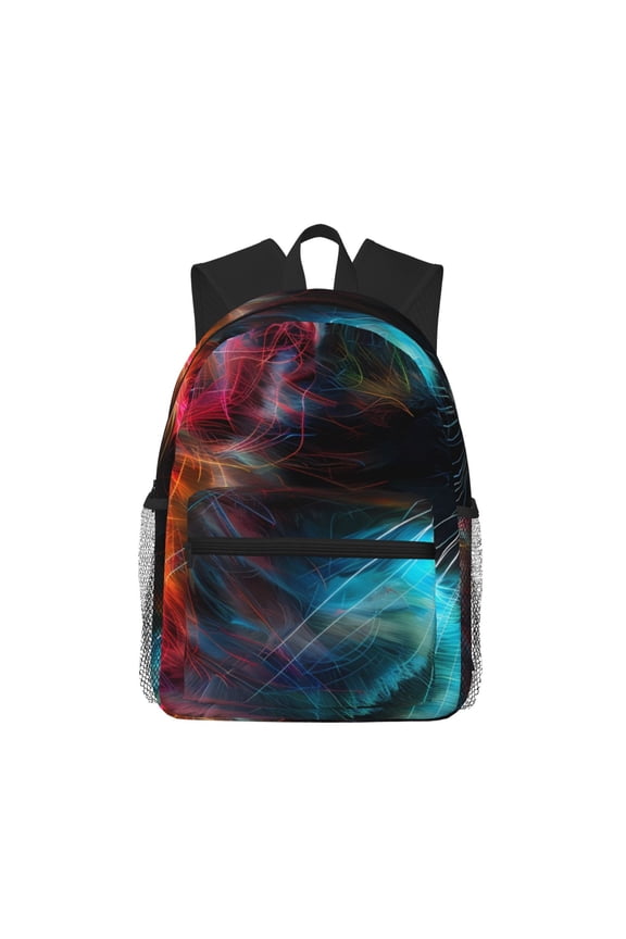 Neon Spectrum Cat Portrait Large Capacity Backpack Classic Style Backpack Casual Backpack Water-Resistant School Work Travel Outdoor Backpack