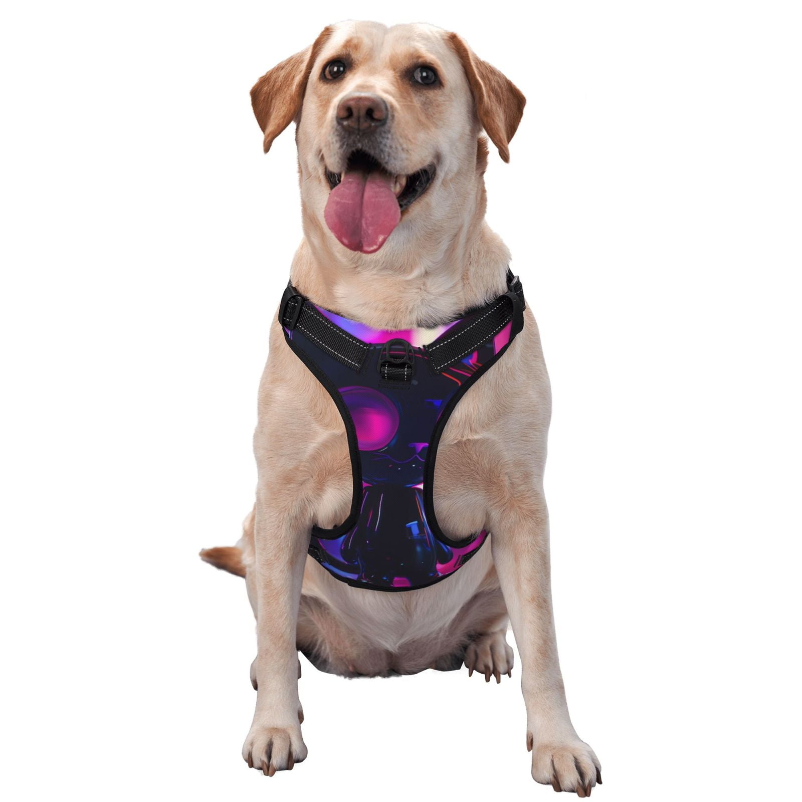 Picia Neon Toy Cat Reflections No-Pull Dog Harness Reflective Front Clip Vest with Handle,Step-in Air Dog Harness,Adjustable 2 Metal Rings 4 Buckles,Easy to Put on & Take Off X-Large