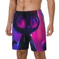 thumbnail image 1 of Picia Neon Toy Cat Reflections pattern Mens Swim Trunks with Compression Liner Stretch Beach Shorts Quick Dry with Zipper Pockets No-Chafing Board Shorts-Small, 1 of 9