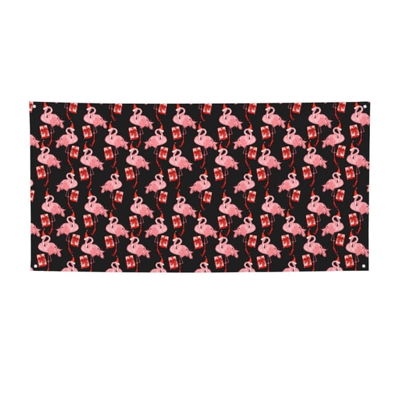 Picia New Year Flamingo Pattern Party Banner, Festive Decoration, Holiday Banner, Celebration Decor, Event Banner, Reusable Party Banner-Small