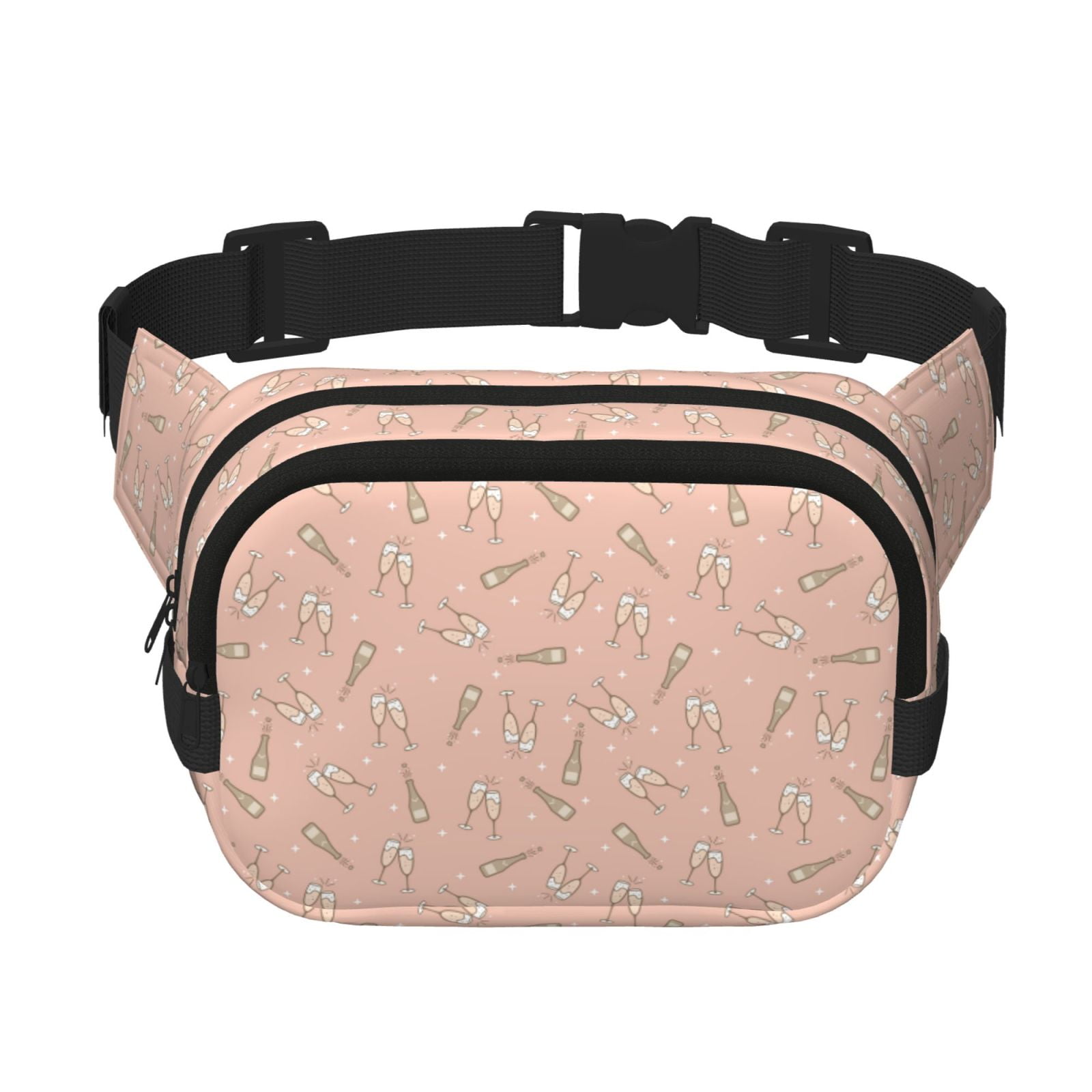 Picia New Year'S Eve Party Print Square Double-Layer Waist Bag Mini Adjustable Waist Belt Bag Exercise Running Travel Hiking