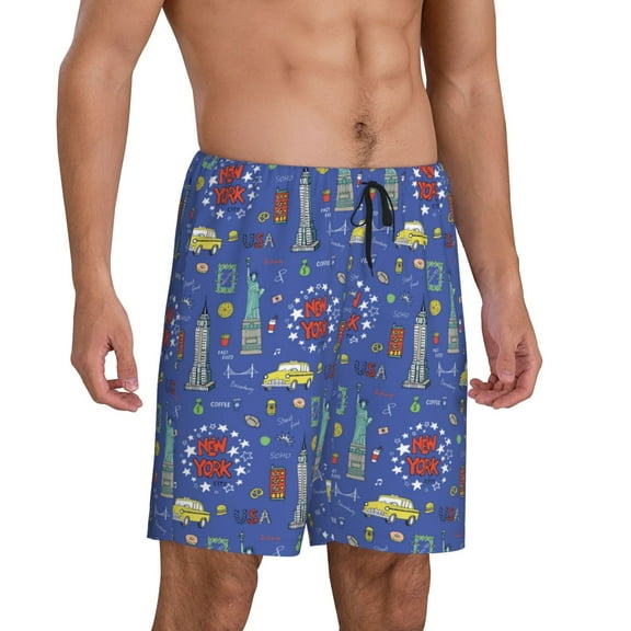 Picia New-York City Pajama Shorts for Men, Men's Pajama Bottoms, Sleepwear,Short Pajama Pants-Large