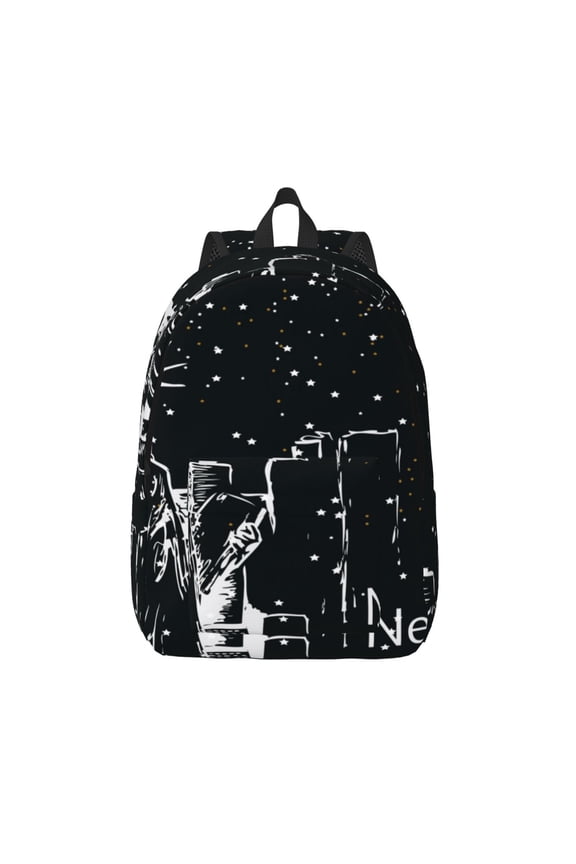 New York City1 Printed Canvas Daypack - Stylish and Durable Vintage Compact Backpack - Class, Work, Travel, or Laptop Bookbag,Organized Compartments-Small