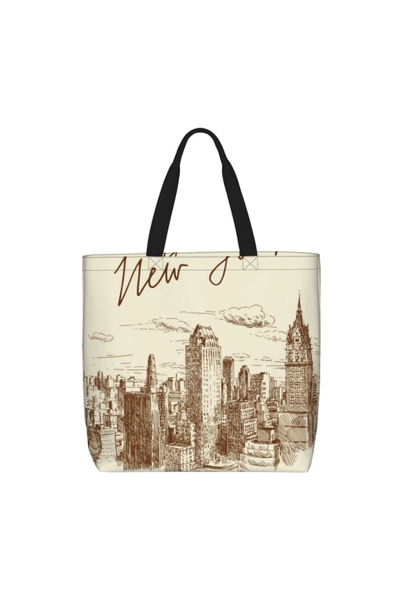New York for Tote Bag for Women with Zipper, Gym Tote with Compartments, Laptop Work Tote Nurse Dance Yoga Bag for Sport, Travel