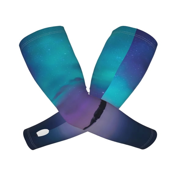 Picia Night At Lake Aurora Arm Sleeves for Men and Women - Tattoo Cover Up UPF 50+ Cooling Sports Sleeve for Basketball Golf Football-One Size
