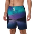 thumbnail image 1 of Picia Night At Lake Aurora pattern Mens Swim Trunks with Compression Liner Stretch Beach Shorts Quick Dry with Zipper Pockets No-Chafing Board Shorts-Large, 1 of 9