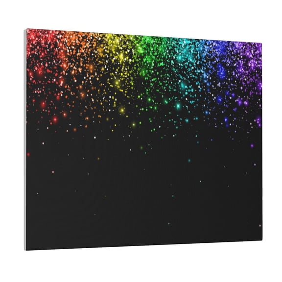 Picia Night Rainbow Sparkles Pattern Decorative Picture – Unique Wall Art, Modern Canvas Print for Trendy Interiors (Horizontal)