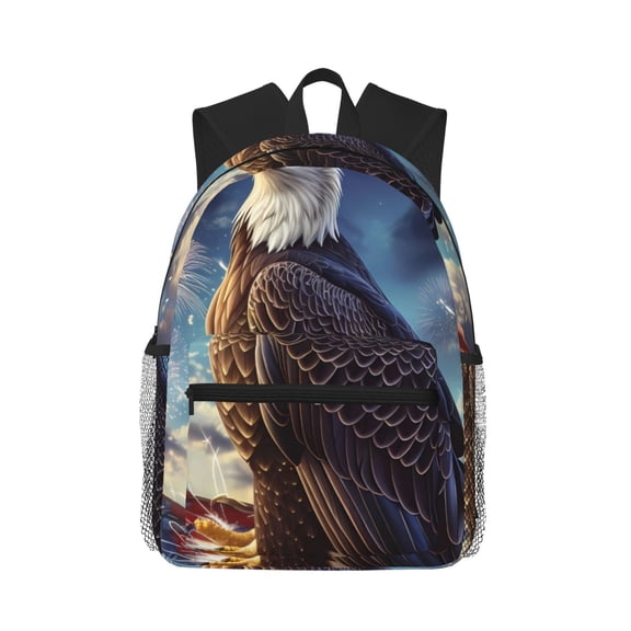 Picia Night Sky Bald Eagle Large Capacity Backpack Classic Style Backpack Casual Backpack Water-Resistant School Work Travel Outdoor Backpack