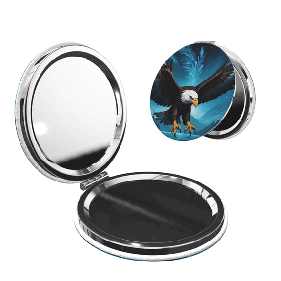 Picia Night Sky Forest Bald Eagle for Compact Vanity Mirror , Travel Makeup Mirror , Portable Magnifying Cosmetic Mirror for Daily, Work, Business-Round Shape