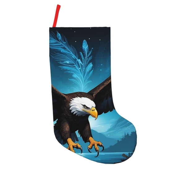Picia Night Sky Forest Bald Eagle for 18in Christmas Stockings, Xmas Stocking for Kids, Holiday and Family Stocking for Fireplace or Party Decoration