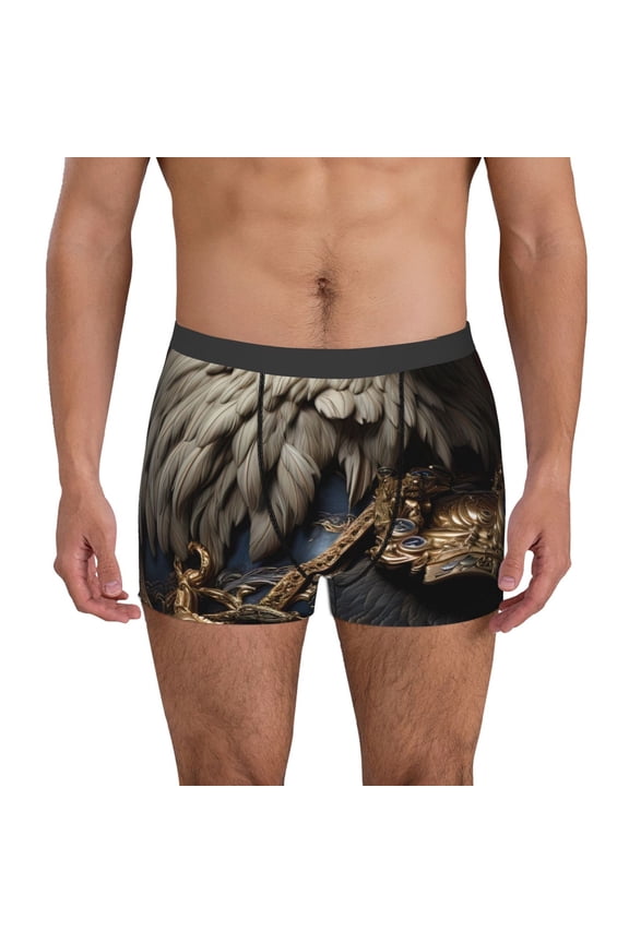 Noble Style Bald Eagle Pattern Men’s Boxer Briefs – Soft & Breathable Underwear, Stretchy & Comfortable Fit, Supportive Pouch Design, Moisture-Wicking-XX-Large