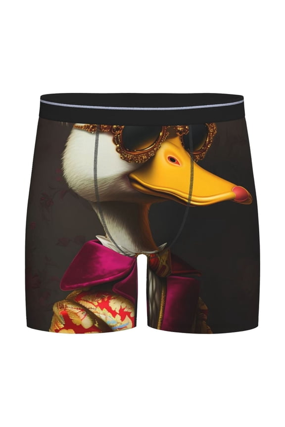 Noble Style Duck Pattern Men's Athletic Long Leg Briefs , Performance Stretch Underwear,Moisture-Wicking