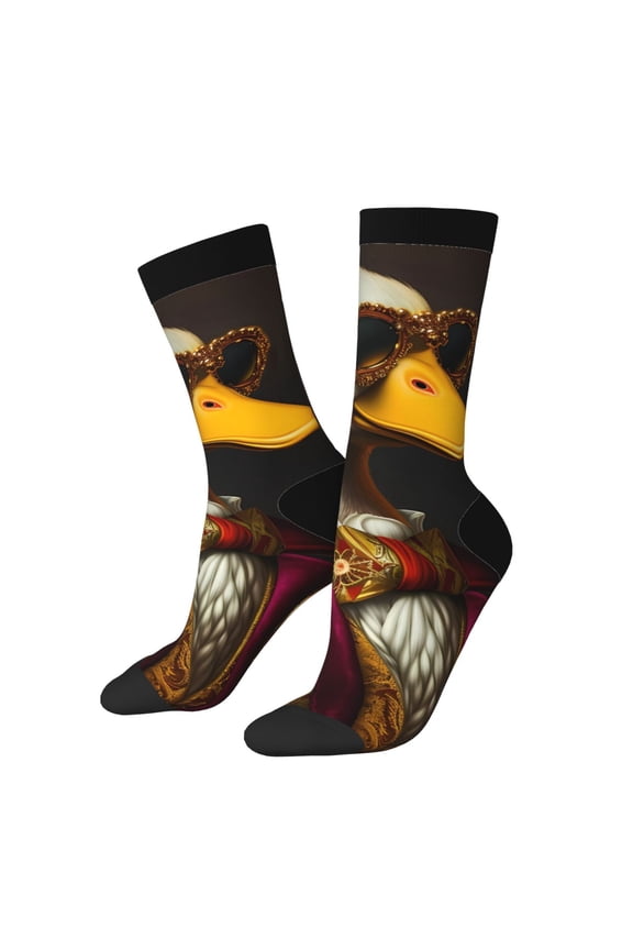 Noble Style Duck Print Athletic Socks for Men & Women – Cushioned Moisture-Wicking Crew Socks for Sports, Running, and Training, Soft & Breathable Size 5-11