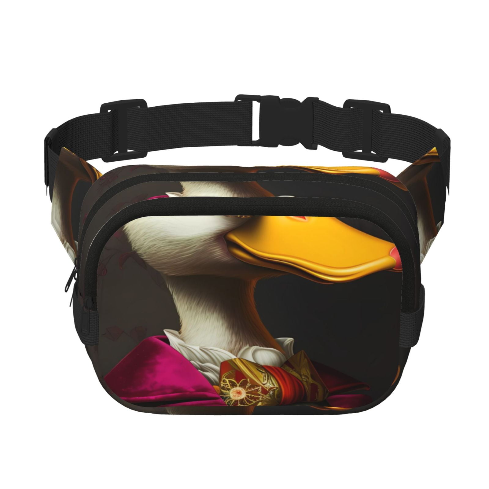 Picia Noble Style Duck Print Square Double-Layer Waist Bag Mini Adjustable Waist Belt Bag Exercise Running Travel Hiking