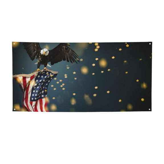 Picia North American Bald Eagle Pattern Party Banner, Festive Decoration, Holiday Banner, Celebration Decor, Event Banner, Reusable Party Banner-Small