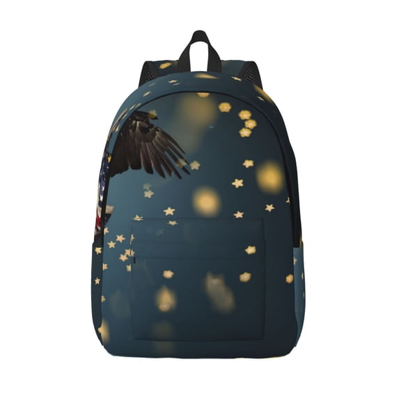 Picia North American Bald Eagle Printed Canvas Daypack - Stylish and Durable Vintage Compact Backpack - Class, Work, Travel, or Laptop Bookbag,Organized Compartments-Medium