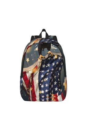 North American Bald Eagle1 Printed Canvas Daypack - Stylish and Durable Vintage Compact Backpack - Class, Work, Travel, or Laptop Bookbag,Organized Compartments-Small
