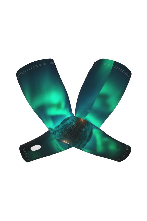 Northern Lights Arm Sleeves for Men and Women - Tattoo Cover Up UPF 50+ Cooling Sports Sleeve for Basketball Golf Football-One Size