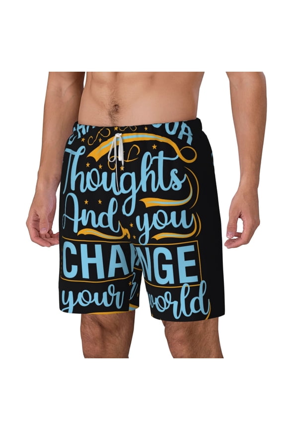 Not All Those Who Wander Are Lost 2 pattern Mens Swim Trunks with Compression Liner Stretch Beach Shorts Quick Dry with Zipper Pockets No-Chafing Board Shorts-Small