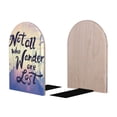 thumbnail image 1 of Picia Not All Those Who Wander Are Lost Pattern Wood Bookends for Shelves,Non-slip Bookends, Heavy Duty Wooden Bookend Support,1 Pair, 1 of 8